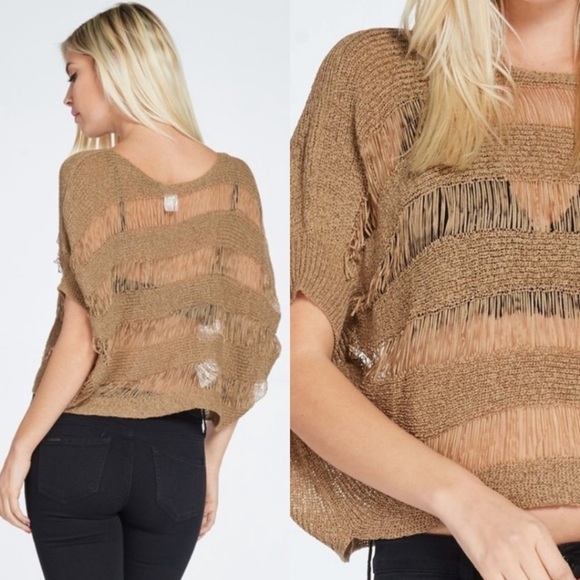 Brown Open Knit Top - Picture 2 of 4